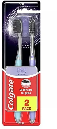 Colgate High Density Charcoal Set četkica za zube, meka, plava+ljubičasta