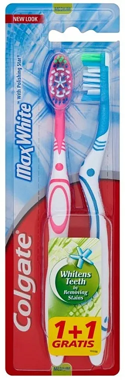 Colgate Max White Medium Polishing Star Četkica za zube Max White, plava + roze