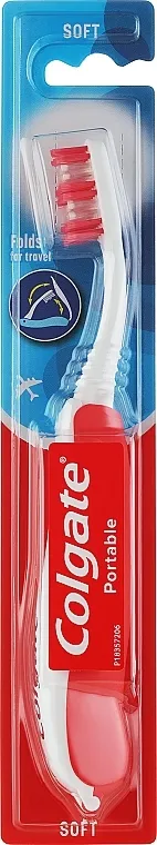 Colgate Portable Travel Soft Toothbrush Mekana prijenosna četkica za zube, crvena