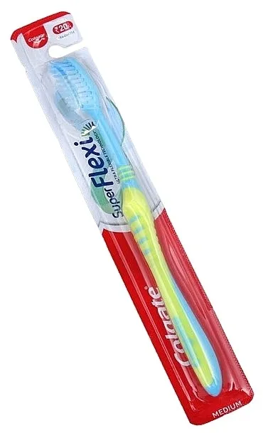 Colgate Super Flexi Medium Toothbrush četkica za zube srednje tvrdoće, plava sa svetlo zelenom