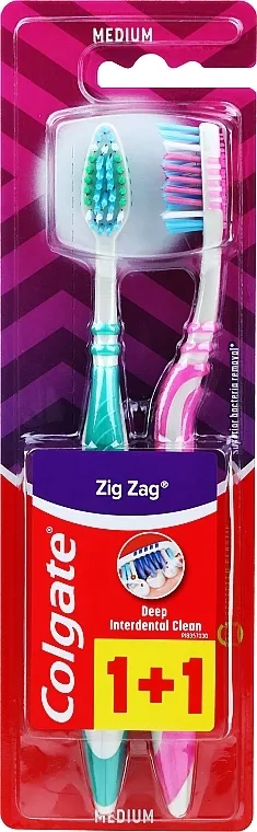 Colgate Zig Zag Plus Medium Četkica za zube "Cik-cak plus" srednja, zelena + roze