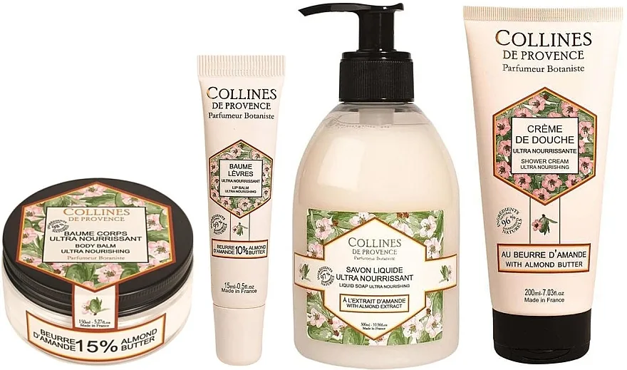 Collines De Provence Almond Butter (shr/gel/200ml + soap/300ml + b/balm/150ml + lips/balm/15ml) Set