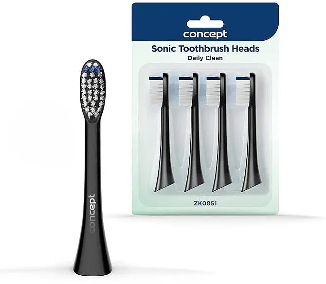 Concept Sonic Toothbrush Heads Daily Clean Zamjenske glave četkica za zube, ZK0051, crne