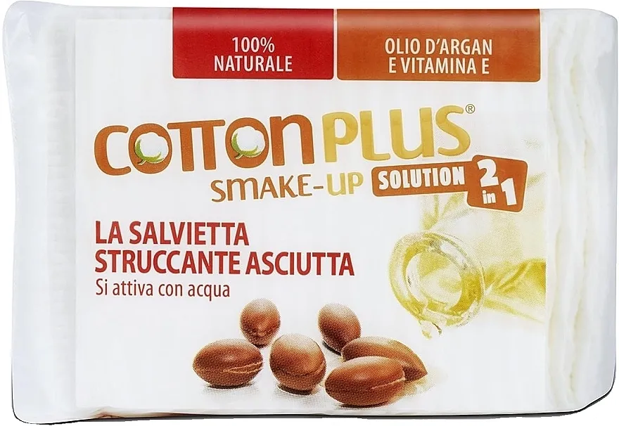 Cotton Plus Smake-Up Maxi Vodom aktivirane blazinice za uklanjanje šminke sa arganovim uljem, 40 kom