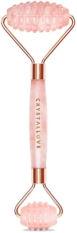 Crystallove 3D Rose Quartz Roller Roller masažer za lice 3D