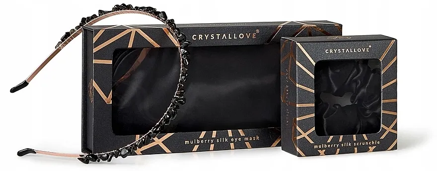 Crystallove Black Silk Set (hairband + sleep mask + headband)