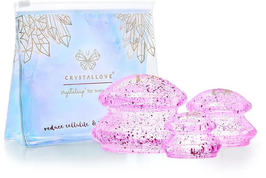 Crystallove Crystal Body Cupping Set Rose Silikonske posude za masažu tijela, ružičaste