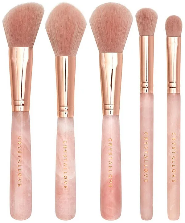 Crystallove Rose Quartz Makeup Brushes Set Set kistova za šminku od roze kvarca, 5 kom.