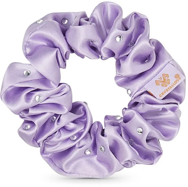 Crystallove Silk Hair Elastic With Crystals Lilac Svilena gumica s kristalima, lila