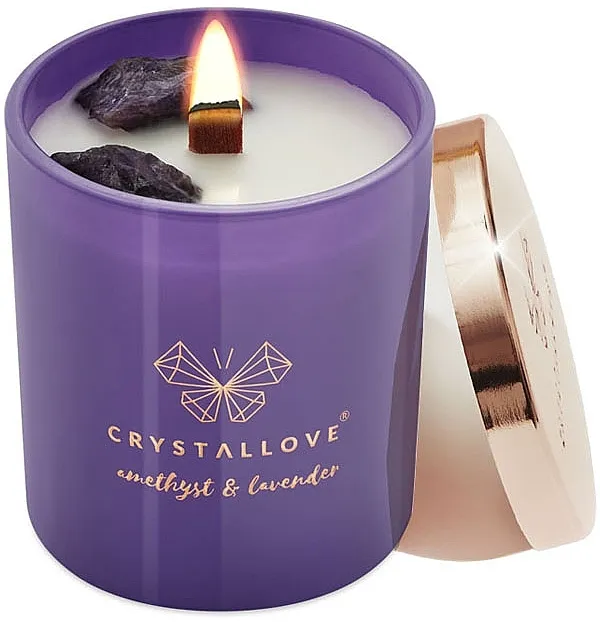 Crystallove Soy Candle With Amethyst And Lavender Svijeća od soje s ametistom i lavandom