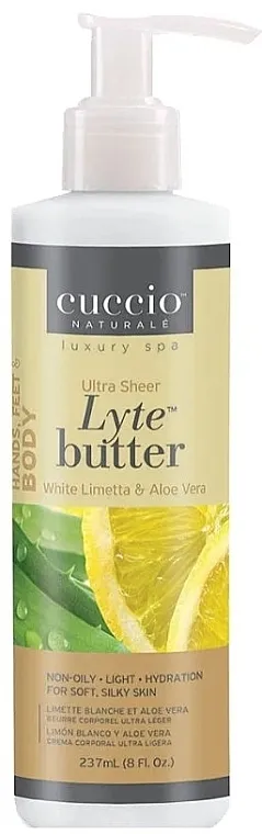 Cuccio Naturale Lyte Ultra Sheer Butter White Limetta &amp; Aloe Vera Ultra lagani puter za ruke, stopala i telo "Bela limeta i aloja"