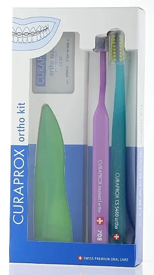 Curaprox Ortho Kit (brush/1pcs + brushes 07,14,18/3pcs + UHS/1pcs + orthod/wax/1pcs + box) Set, varijanta 49 (zeleni, ljubičasti, plavi)