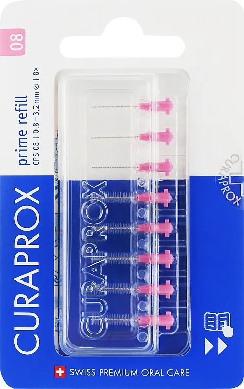 Curaprox Set interdentalnih četkica "Prime Refill", CPS 0,8 -3,2 mm, bez držača, 8 kom, roza