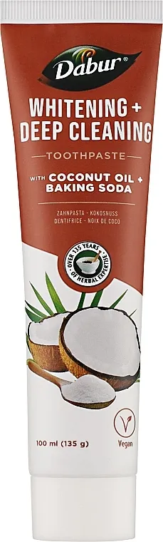 Dabur Whitening + Deep Cleaning Toothpaste Izbeljujuća pasta za zube sa kokosovim uljem i sodom bikarbonom