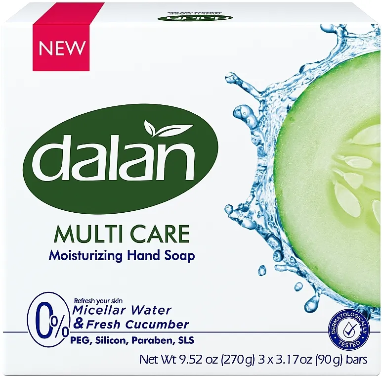 Dalan Multi Care Micellar Water &amp; Fresh Cucumber (Soap/3x90g) Set toaletnih sapuna "Micelarna voda i sveži krastavac"