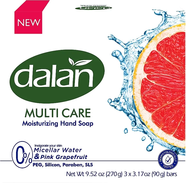 Dalan Multi Care Micellar Water &amp; Pink Grapefruit (Soap/3x90g) Set toaletnih sapuna 'Micelarna voda i ružičasti grejpfrut'