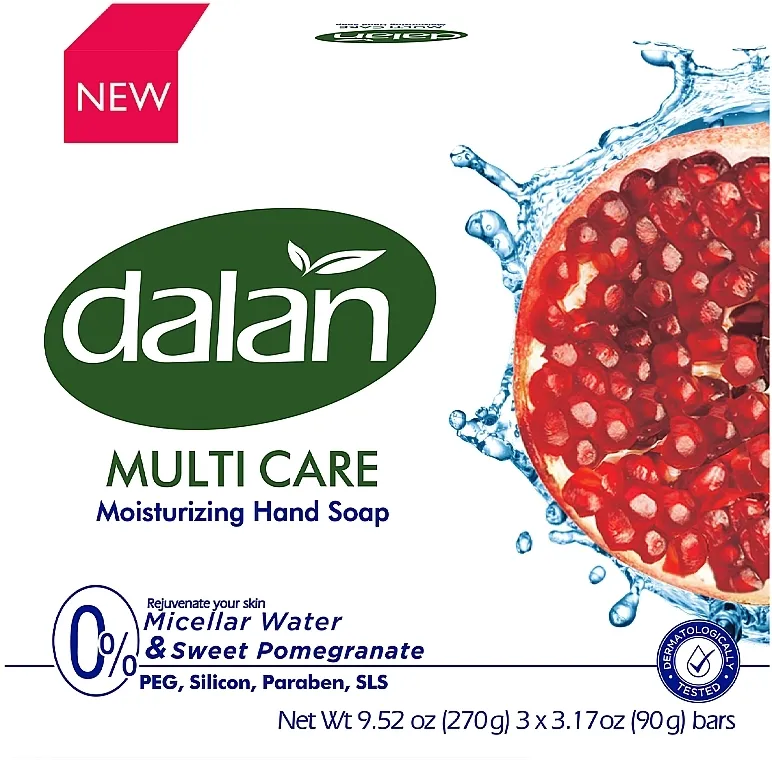 Dalan Multi Care Micellar Water &amp; Sweet Pomegranate (Soap/3x90g) Set toaletnih sapuna "Micelarna voda i slatki nar"
