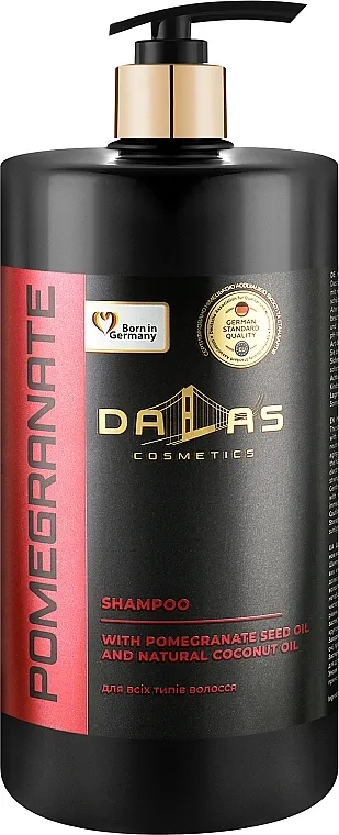 Dalas Cosmetics Pomegranate Shampoo Šampon za kosu sa uljem koštica nara i prirodnim kokosovim uljem, sa pumpicom