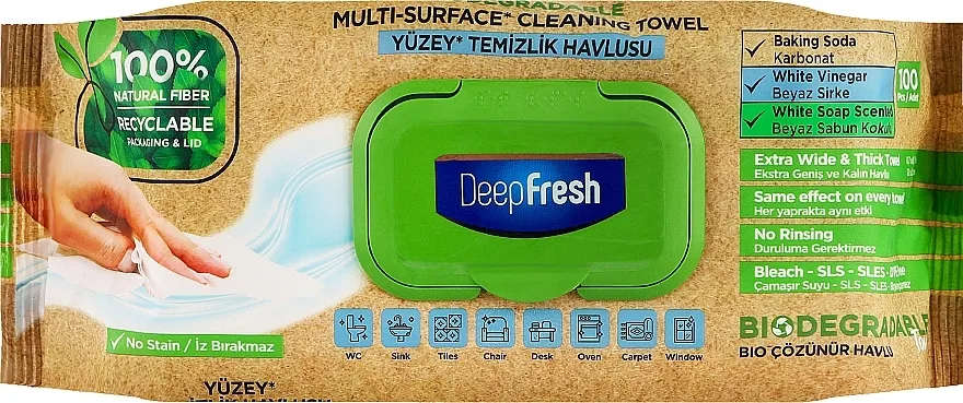Deep Fresh Biodegradable Multi-Surface Cleaning Wipes Biorazgradive vlažne maramice za čišćenje raznih površina