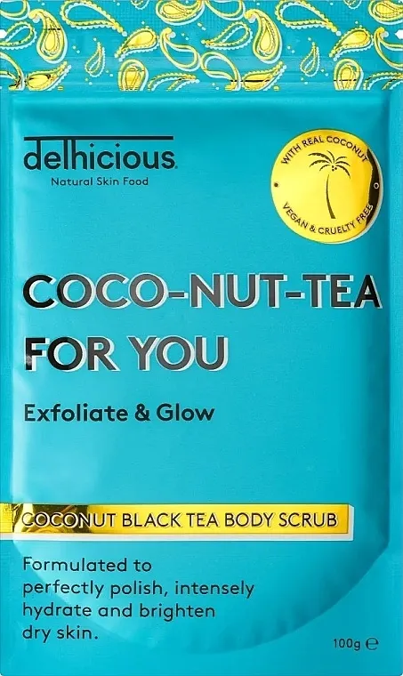 Delhicious Coco-Nut-Tea For You Coconut Black Tea Body Scrub Piling za telo sa kokosom i uljima