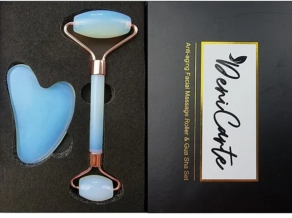 Deni Carte Massage Roller + Gua Sha Box (massage/roller + guasha) Facial massage set, opal