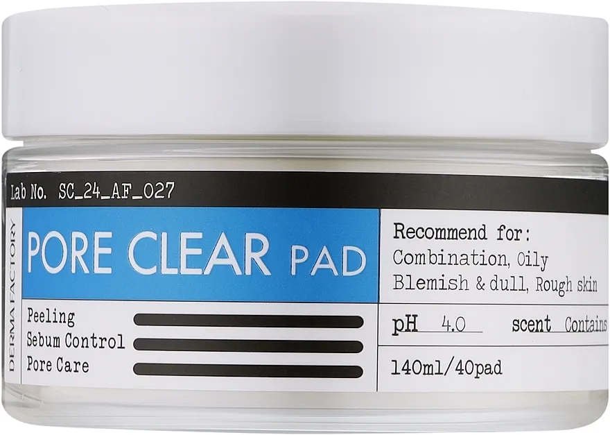 Derma Factory Pore Clear Pad Čistilne pločice za lice
