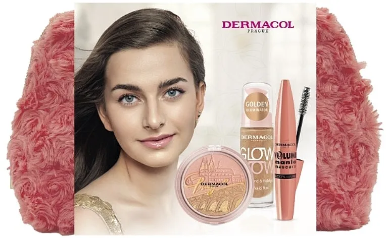 Dermacol Mega Glow Set (mascara/10,5ml + high/20ml + powder/10,5g + bag/1pcs)