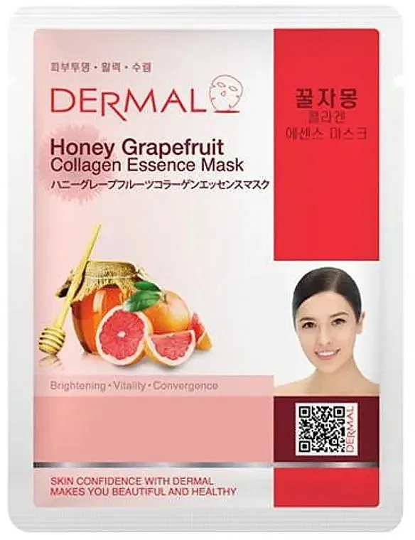 Dermal Honey Grapefruit Collagen Essence Mask Kolagen maska za lice u listićima sa medom i grejpfrutom