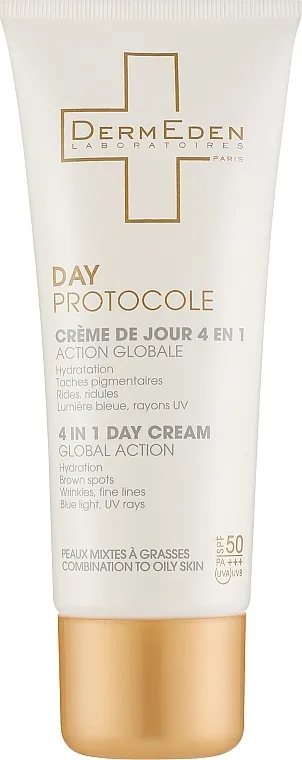 DermEden Day Protocole Global Action 4in1 SPF50 Day Cream Dnevna krema 4u1 za kombinovanu i masnu kožu