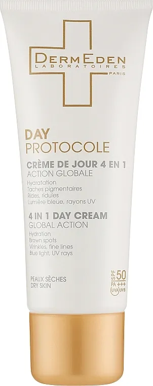 DermEden Day Protocole Global Action 4in1 SPF50 Day Cream Dnevna krema 4u1 za suvu kožu