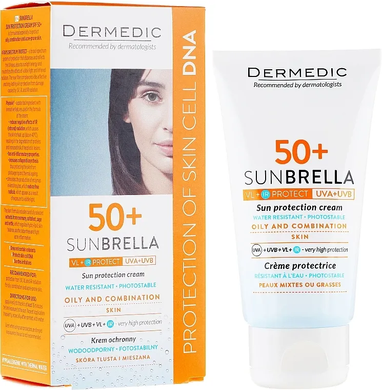 Dermedic Sunbrella Sun Protection Cream Oily and Combination SPF50 Krema za zaštitu od sunca za masnu i mješovitu kožu