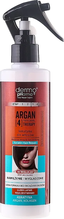 Dermo Pharma Argan Professional 4 Therapy Moisturizing &amp; Smoothing Keratin Hair Repair Keratin sprej za kosu
