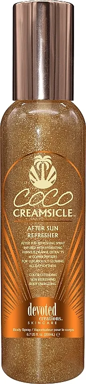 Devoted Creations After Tan Lotion Coco Creamsicle, Ultra-Hydrating After Sun Body Refreshing Spray Osvežavajući sprej za telo posle sunčanja sa ekstraktima hibiskusa, pomorandže i naprednim peptidima