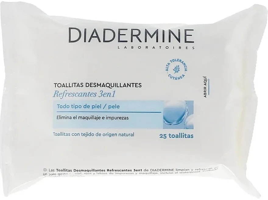 Diadermine Refreshing Makeup Remover Wipes Maramice za skidanje šminke 3u1, 25 kom.