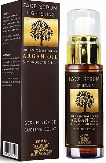 Diar Argan Lightening Face Serum With Argan Oil &amp; Maroccan Citrus Posvetljujući serum za lice "Arganovo ulje i verbena"