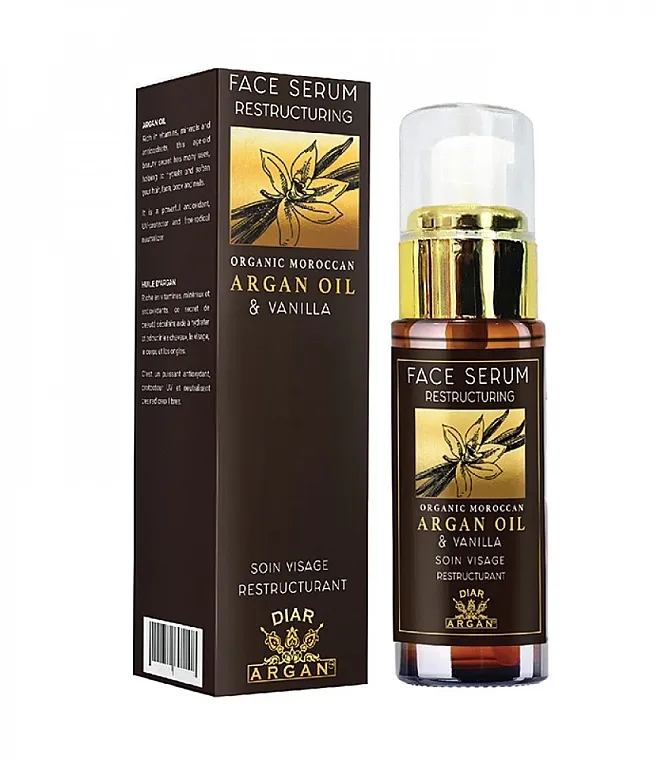 Diar Argan Restructuring Face Serum With Argan Oil &amp; Vanilla Revitalizirajuće serum za lice sa arganovim uljem i vanilom