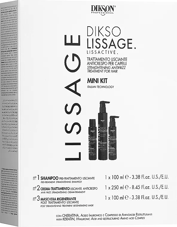 Dikson Dikso Lissage Lissactive Mini Kit (shm/100ml + h/cr/250ml + h/mask/100ml) Hair straightening set