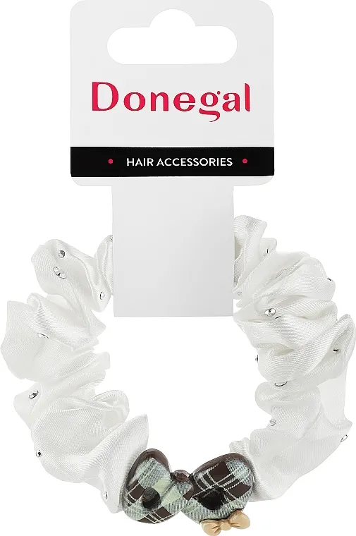 Donegal Gumica za kosu FA-5638, sa mašnom, mlečna sa cirkonima
