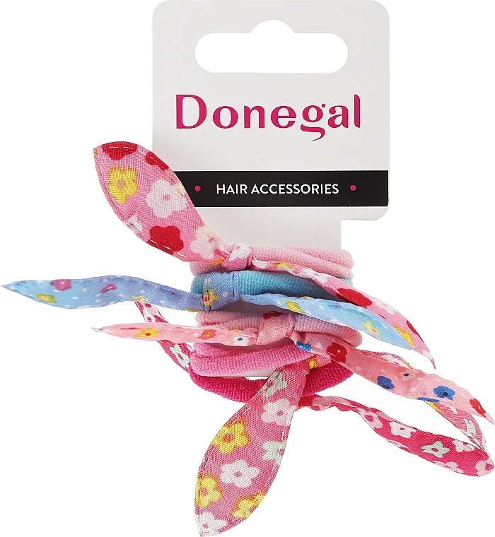 Donegal Gumice za kosu, 5 komada, FA-5682+1, roze i plave sa cvetnim uzorkom