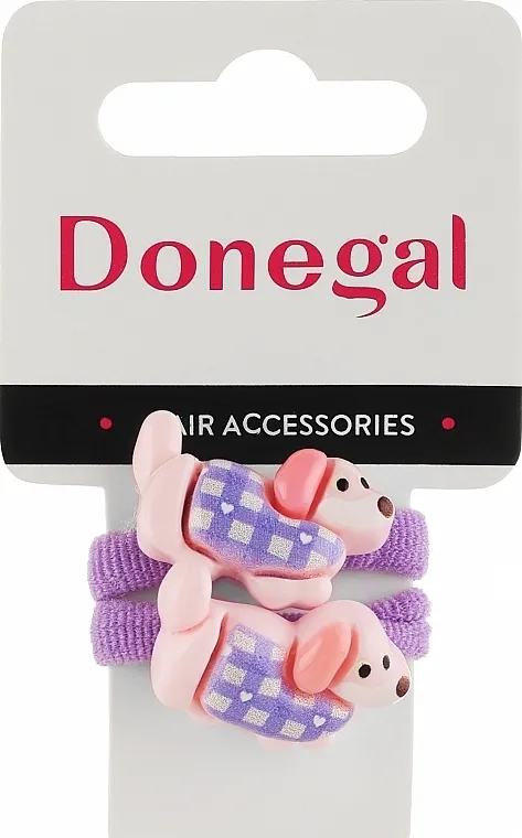 Donegal gumice za kosu, FA-5659, ljubičaste sa roze psićima