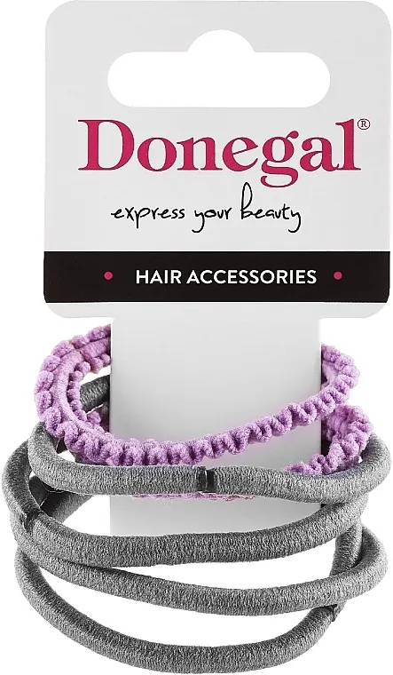 Donegal Gumice za kosu FA-5665, sive 4 kom. + ljubičaste 2 kom.