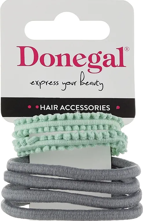 Donegal Gumice za kosu FA-5665, sive 4 kom. + zelene 2 kom.