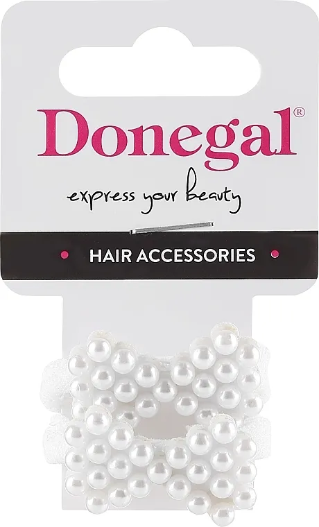 Donegal Gumice za kosu FA-5739+1, bele, mašnice sa biserima