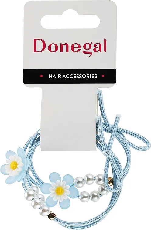 Donegal Gumice za kosu FA‑5630, plave sa perlicama i cvetom