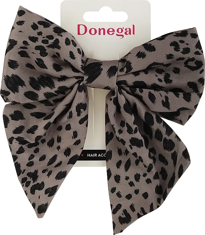 Donegal Šnala za kosu, FA-5713+1, mašna bež-siva u leopard dezenu