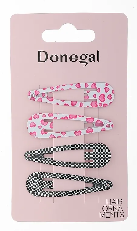 Donegal Šnale za kosu FA-5606, bele sa srcima 2 kom. + crno-bele 2 kom.
