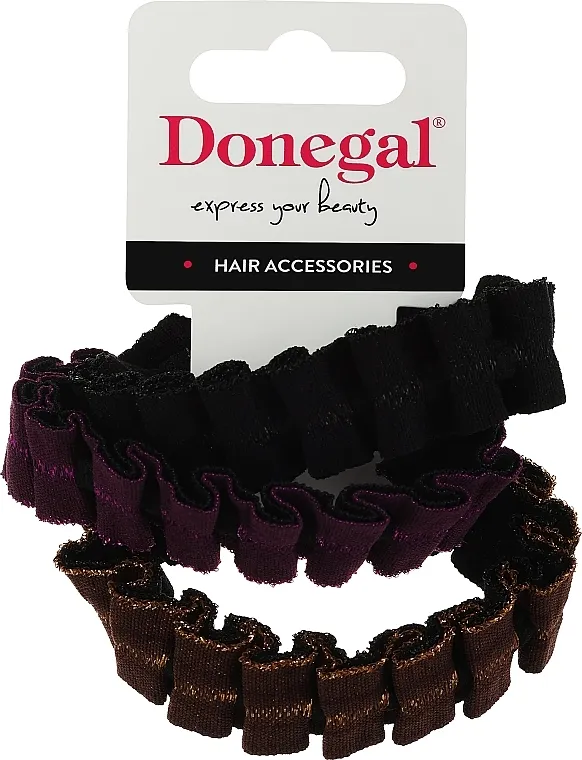 Donegal Set guma za kosu, FA-5715, 3 kom., ljubičasta + braon + crna