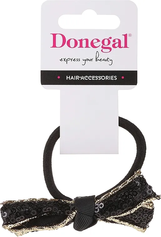 Donegal Traka za kosu FA-5634+1, crna sa crnom mašnicom
