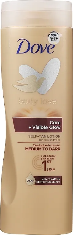 Dove Visible Glow Gradual Self-Tan Body Lotion Medium to Dark Losion za samotamnjenje tijela