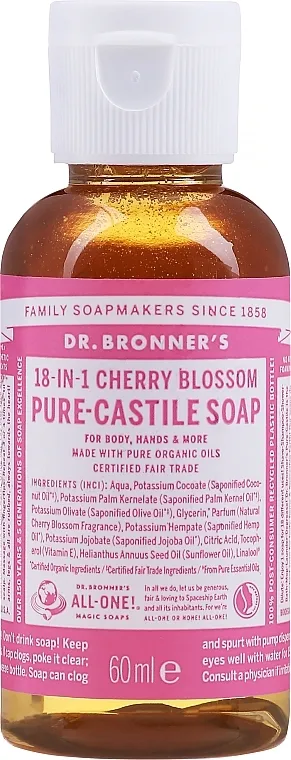 Dr. Bronner's All-One! 18-in1 Cherry Blossom Pure-Castile Liquid Soap Univerzalni tečni sapun "Višnja u cvatu"